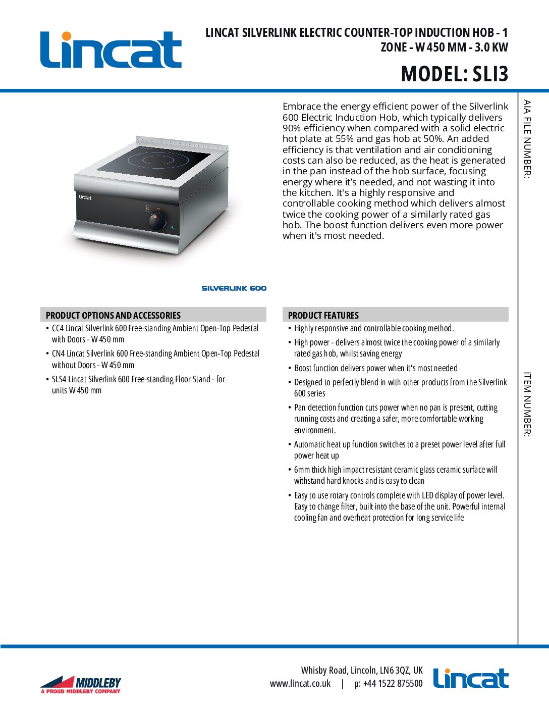 Lincat SLI3 Single Zone Induction Hob Lincat SLI3 Single Zone Induction Hob - Image 3