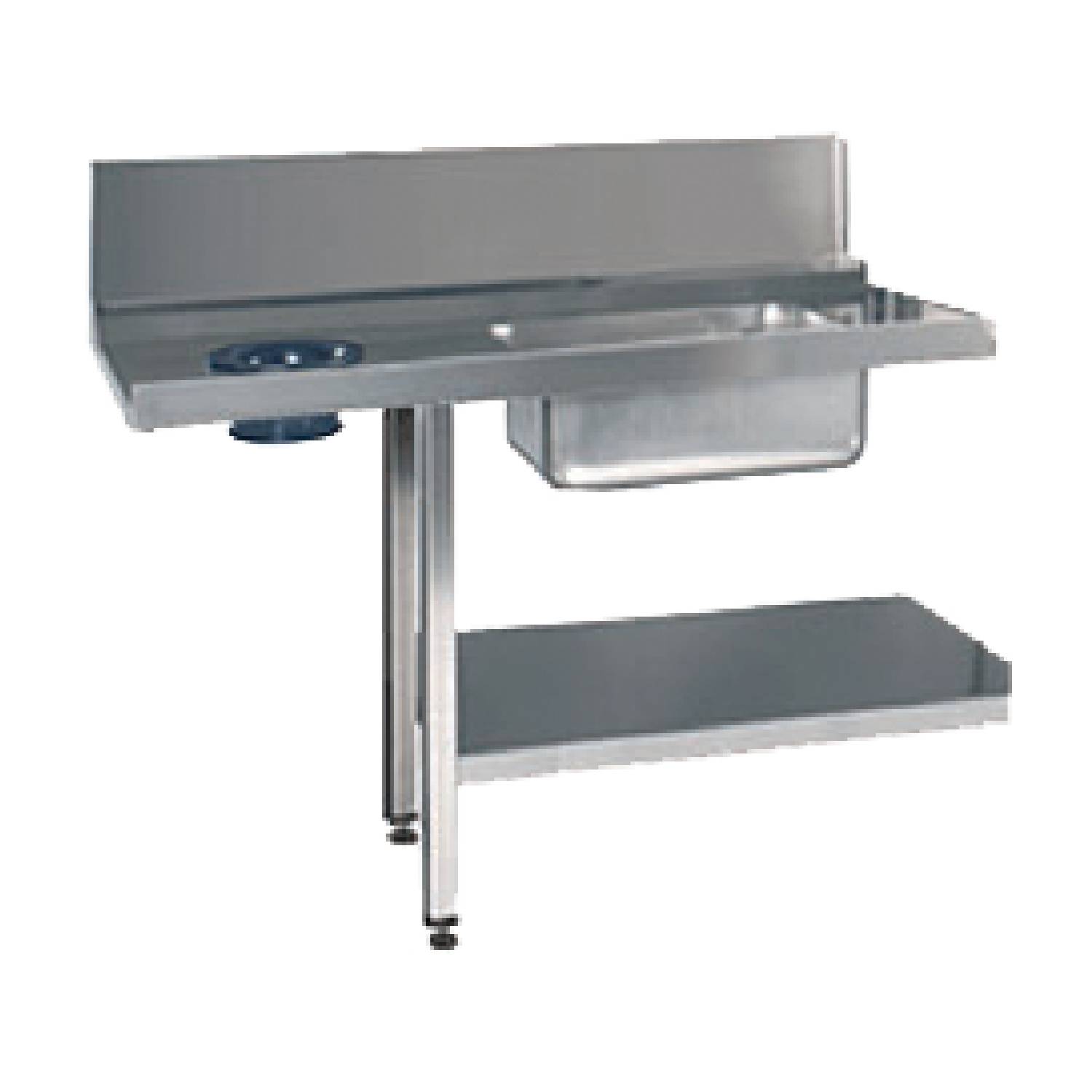 DC Passthroughs - Pre Wash Table with Sink, Splashback, Half Undershelf & Scrape Hole