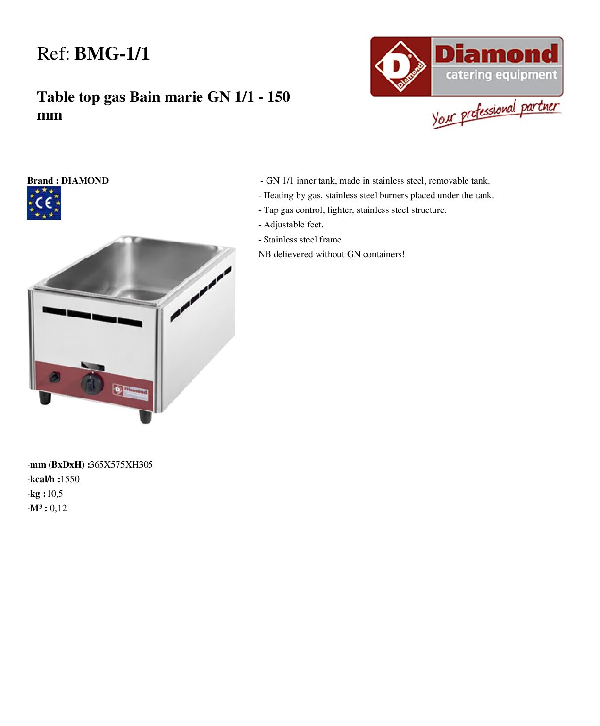 DIAMOND Table Top Propane Bain Marie GN 1/1 – 150mm DIAMOND Table Top Propane Bain Marie GN 1/1 - 150mm - Image 8