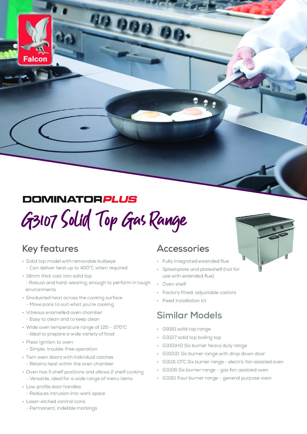 Falcon G3107 Dominator Plus Solid Top Gas Oven Range Falcon G3107 Dominator Plus Solid Top Gas Oven Range - Image 2