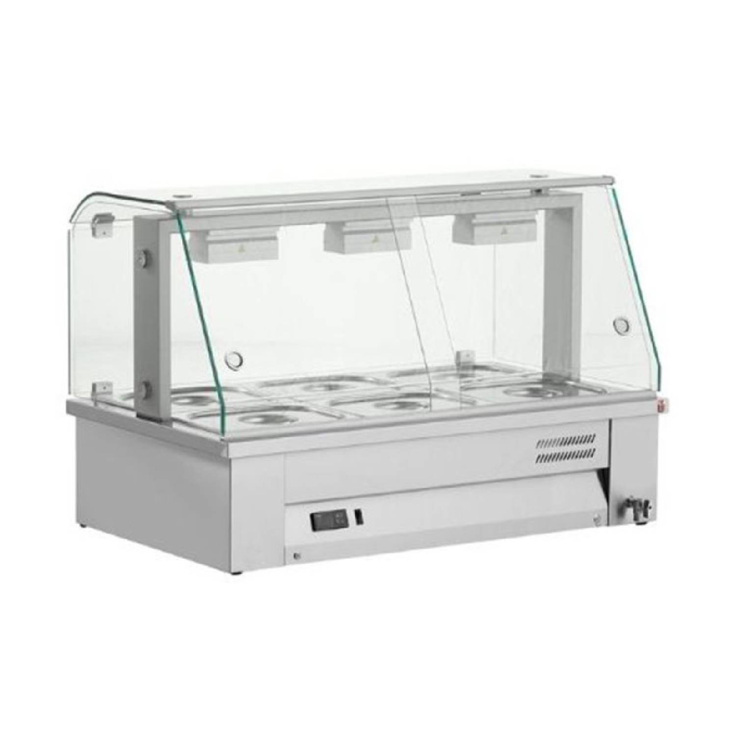 INOMAK MBV610 Counter Top Gastronorm Bain Marie with Glass Display Case