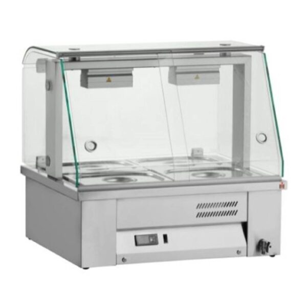 INOMAK MBV67 Counter Top Gastronorm Bain Marie with Glass Display Case