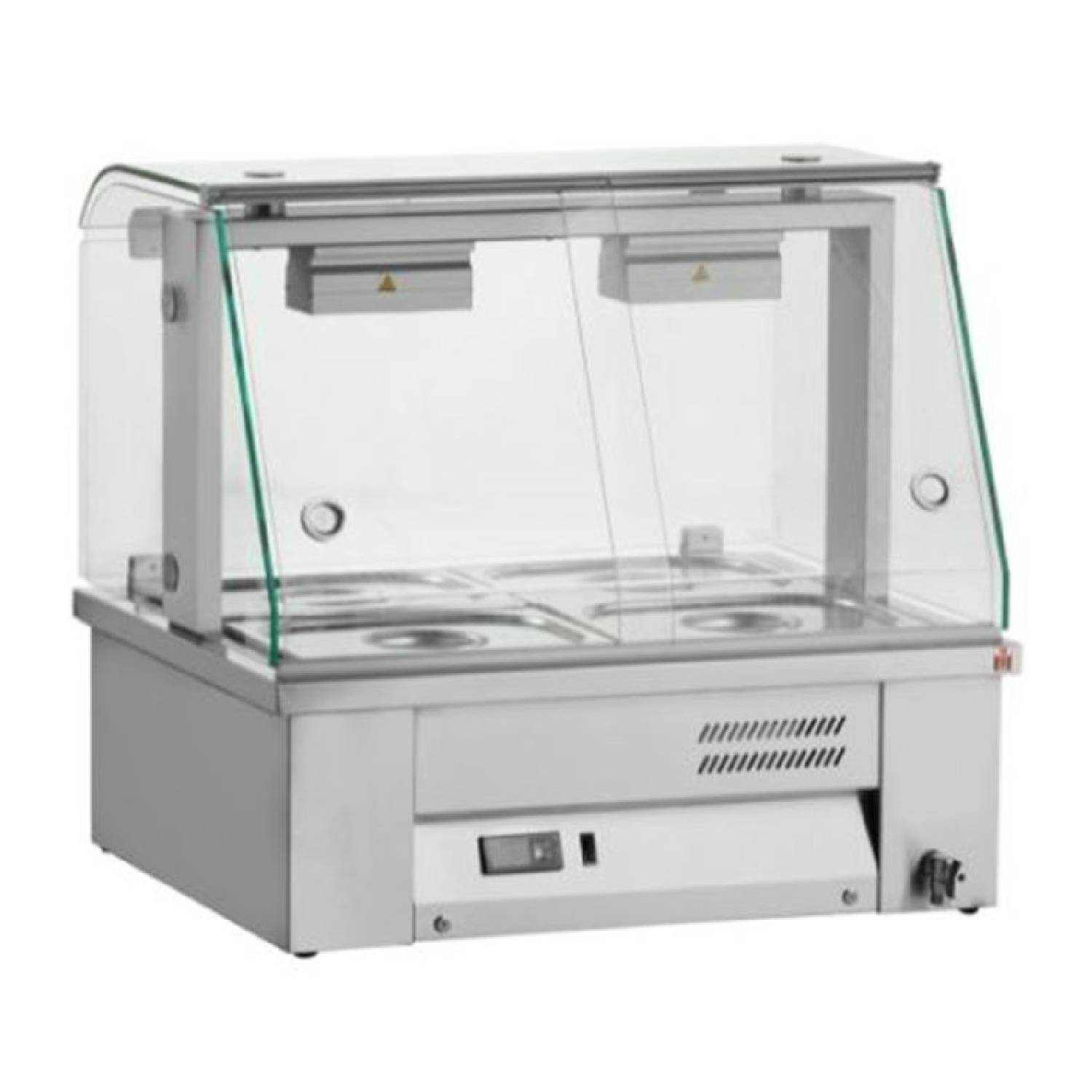INOMAK MBV67 Counter Top Gastronorm Bain Marie with Glass Display Case INOMAK MBV67 Counter Top Gastronorm Bain Marie with Glass Display Case