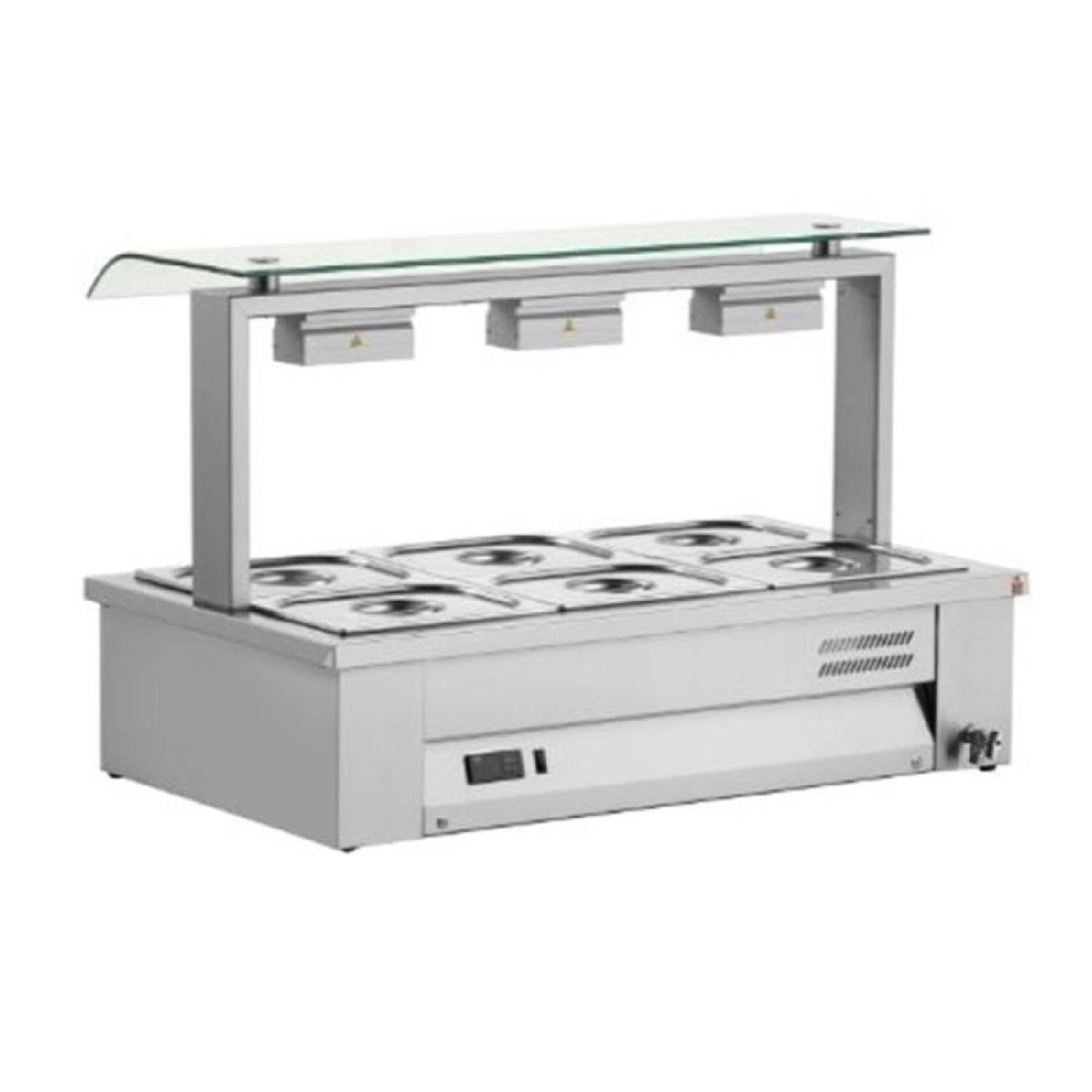INOMAK MEV610 Counter Top Bain Marie with Sneeze Guard