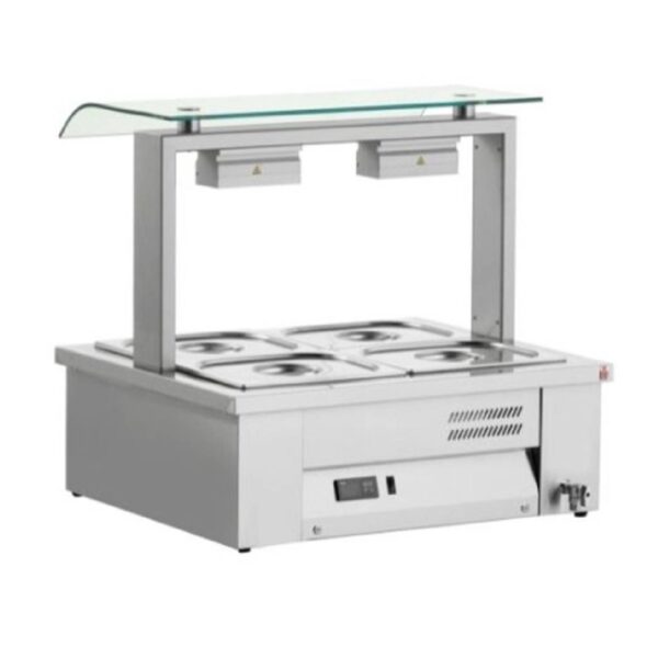 INOMAK MEV67 Counter Top Bain Marie with Sneeze Guard INOMAK MEV67 Counter Top Bain Marie with Sneeze Guard