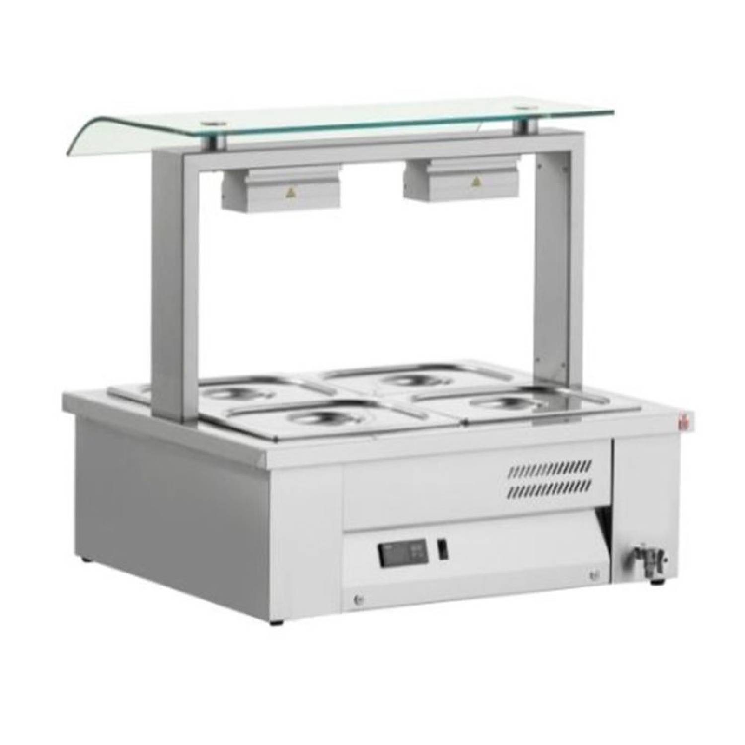 INOMAK MEV67 Counter Top Bain Marie with Sneeze Guard INOMAK MEV67 Counter Top Bain Marie with Sneeze Guard
