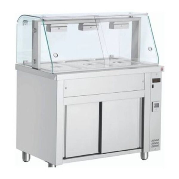 INOMAK MFV711 Gastronorm Bain Marie with Glass Structure & Ambient Base