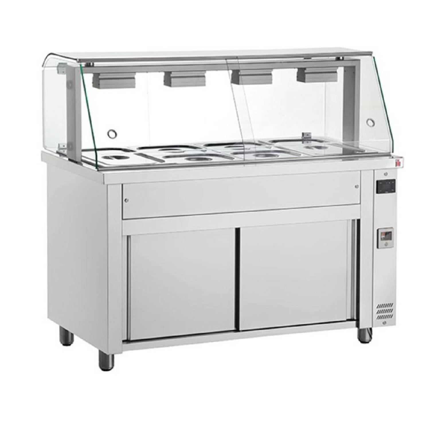 INOMAK MFV714 Gastronorm Bain Marie with Glass Structure & Ambient Base