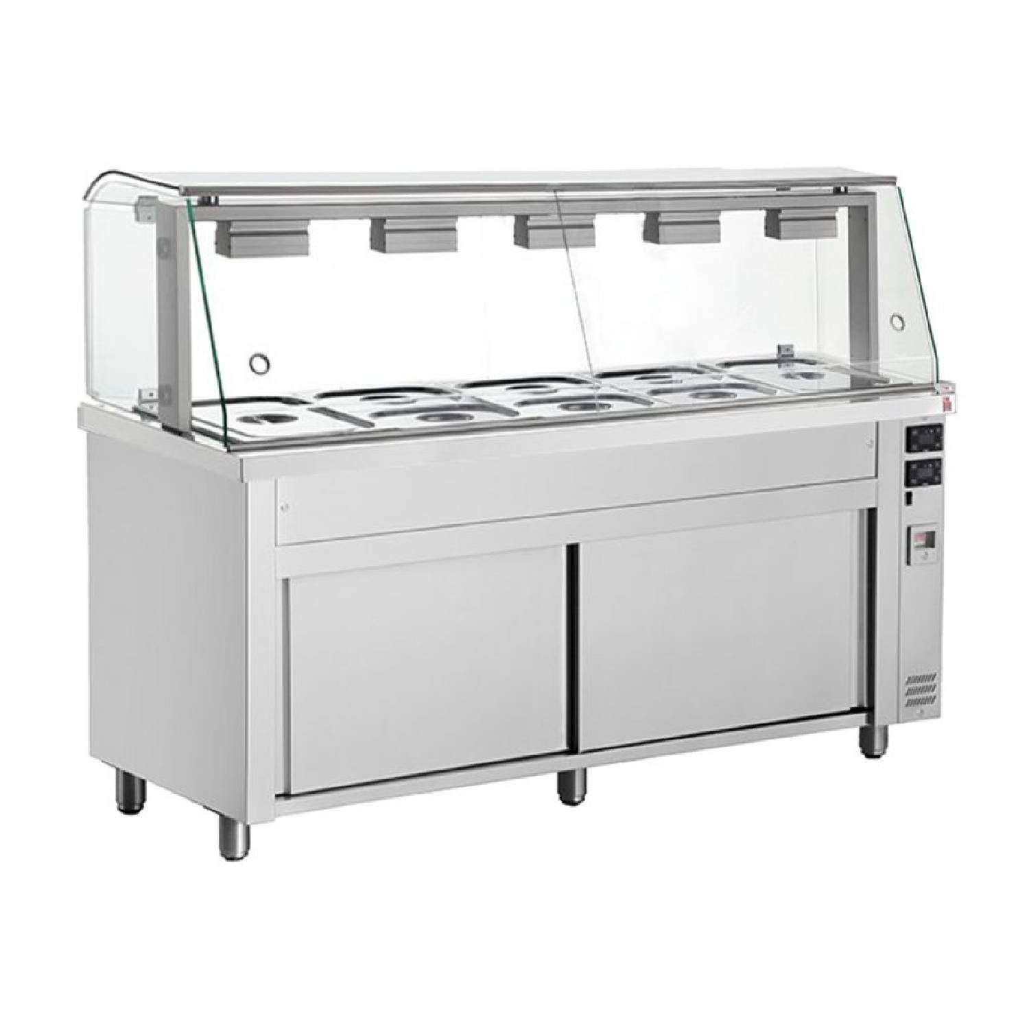 INOMAK MFV718 Gastronorm Bain Marie with Glass Structure & Ambient Base INOMAK MFV718 Gastronorm Bain Marie with Glass Structure & Ambient Base