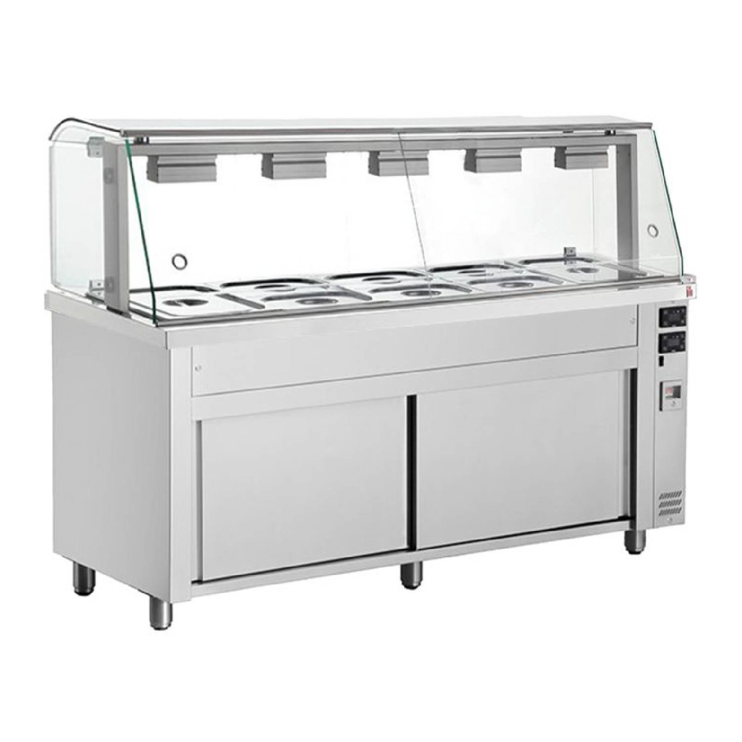 INOMAK MIV718 Gastronorm Bain Marie with Glass Structure & Heated Base