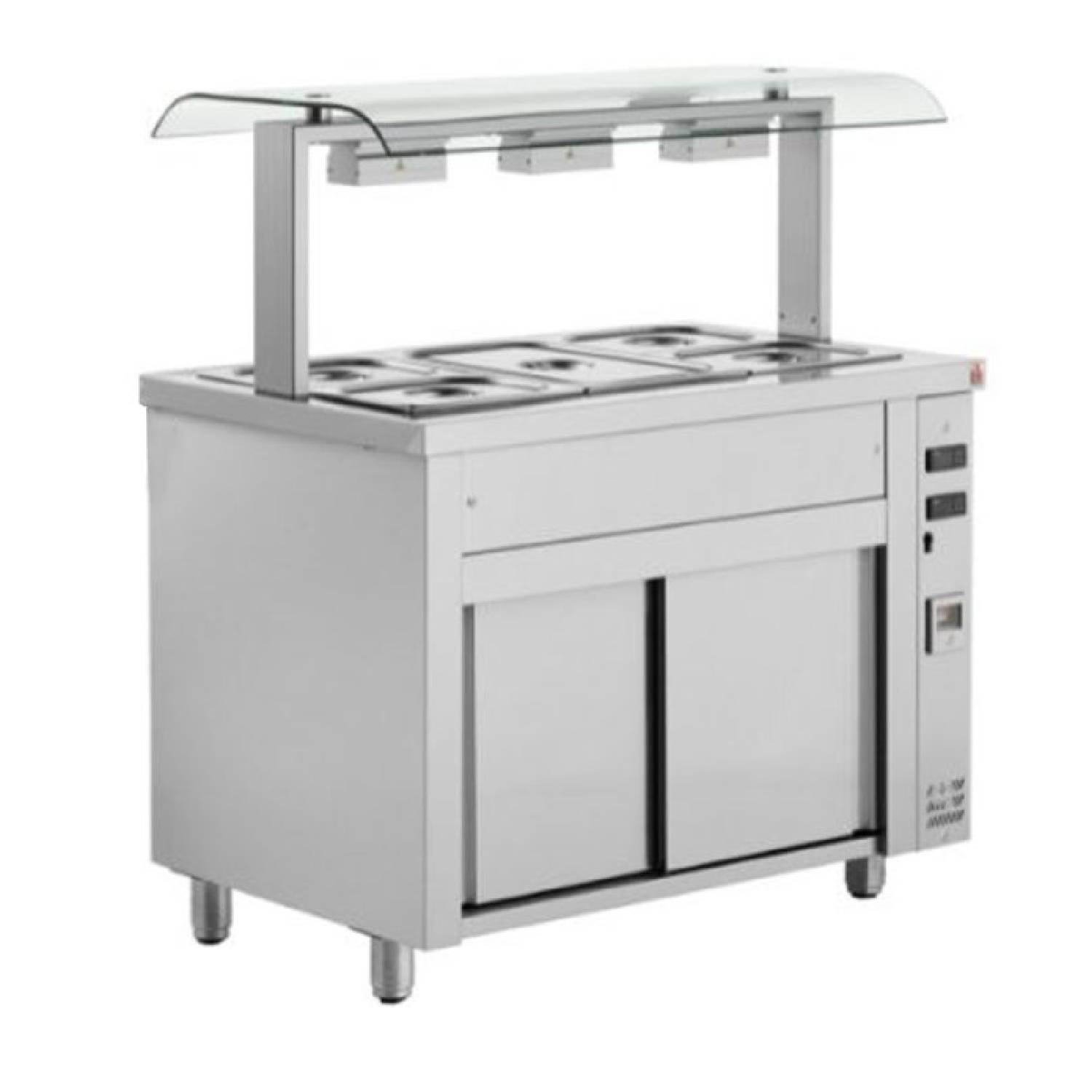 INOMAK MRV711 Gastronorm Bain Marie with Double Sneeze Guard & Ambient Base