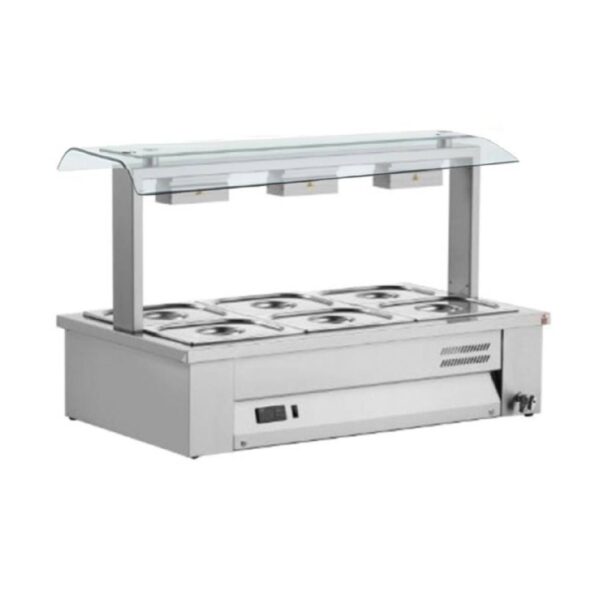 INOMAK MSV610 Counter Top Bain Marie with Double Sneeze Guard