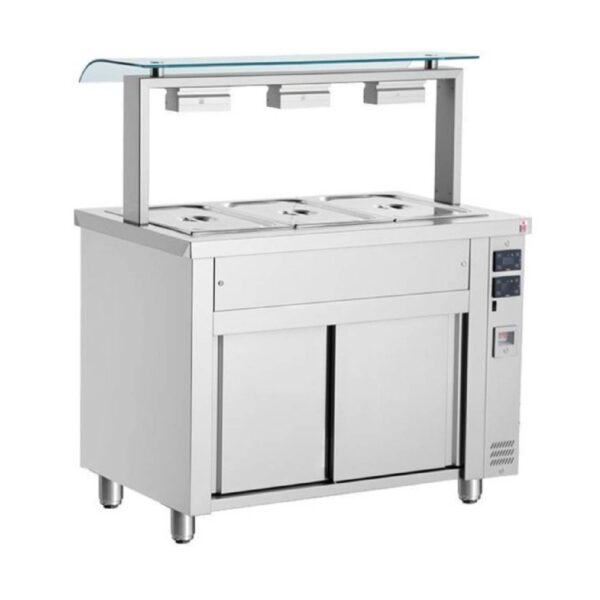 INOMAK MVV711 Gastronorm Bain Marie with Sneeze Guard & Ambient Base