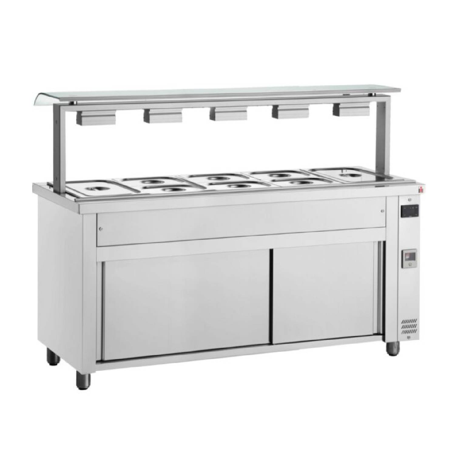 INOMAK MVV718 Gastronorm Bain Marie with Sneeze Guard & Ambient Base