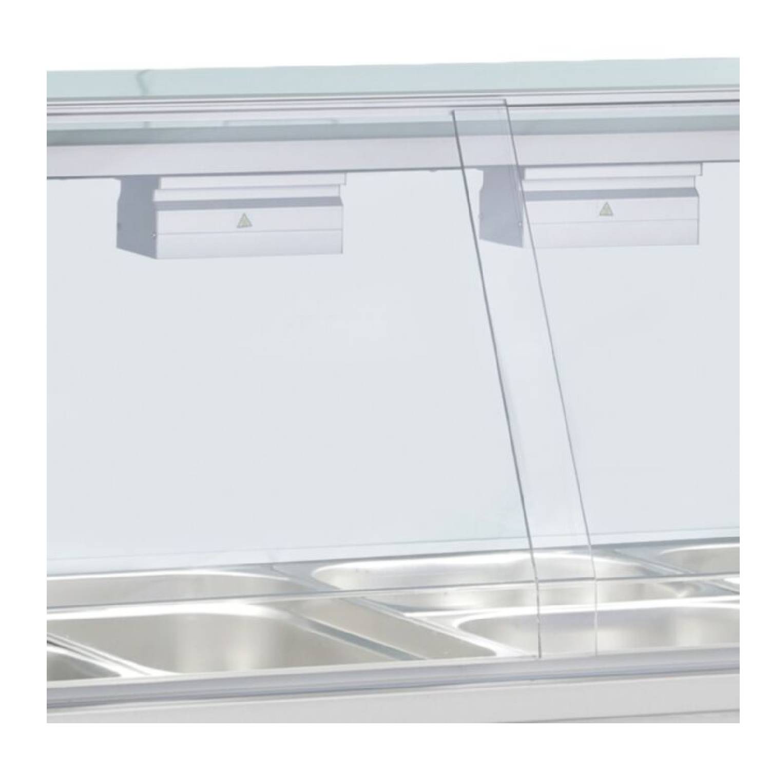 INOMAK MFV714 Gastronorm Bain Marie with Glass Structure & Ambient Base Inomak MFV Sneeze Guard