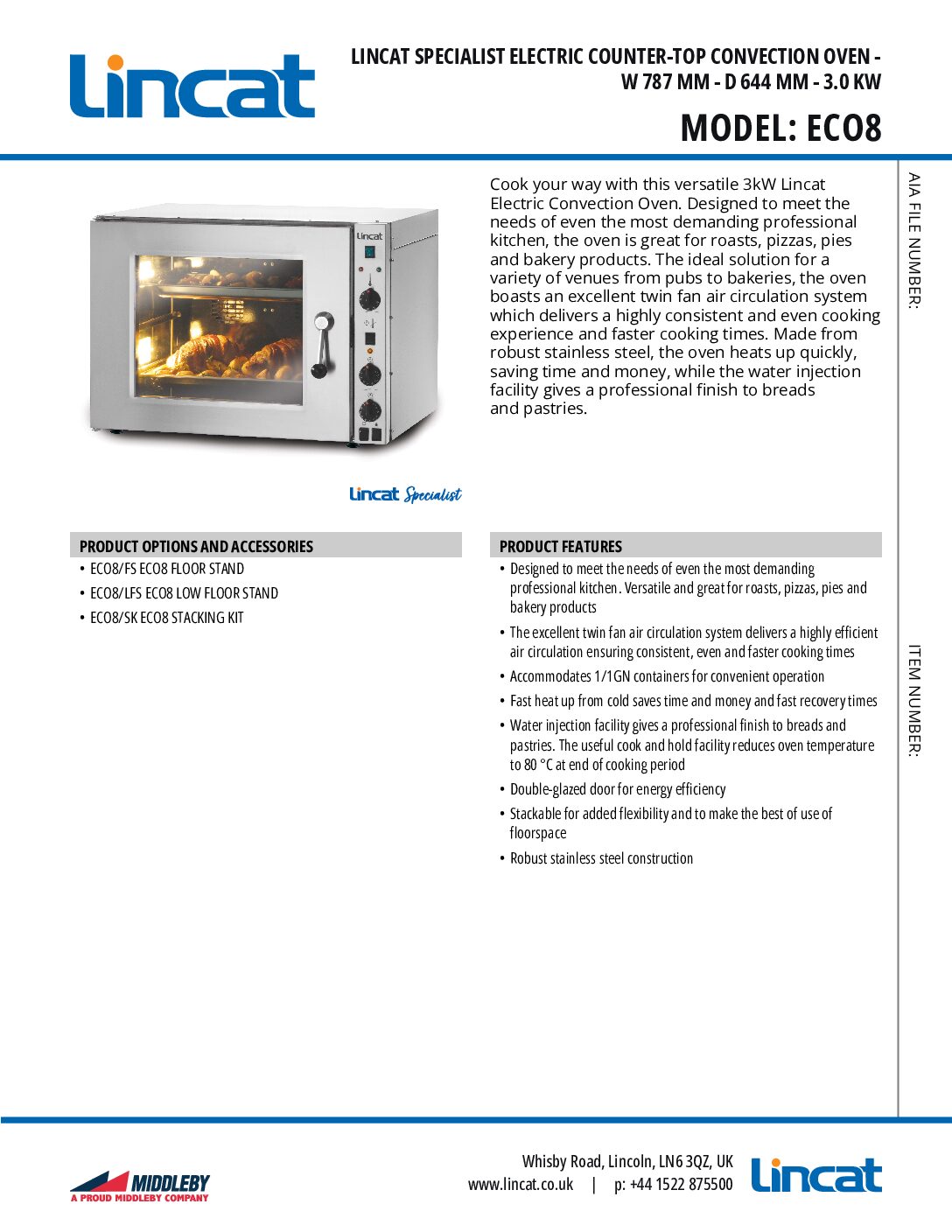 LINCAT ECO8 Countertop Convection Oven LINCAT ECO8 Countertop Convection Oven - Image 3