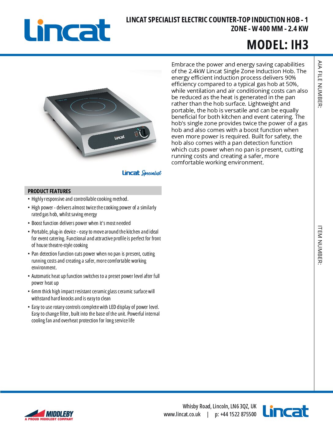 LINCAT IH3 Induction Hob LINCAT IH3 Induction Hob - Image 3