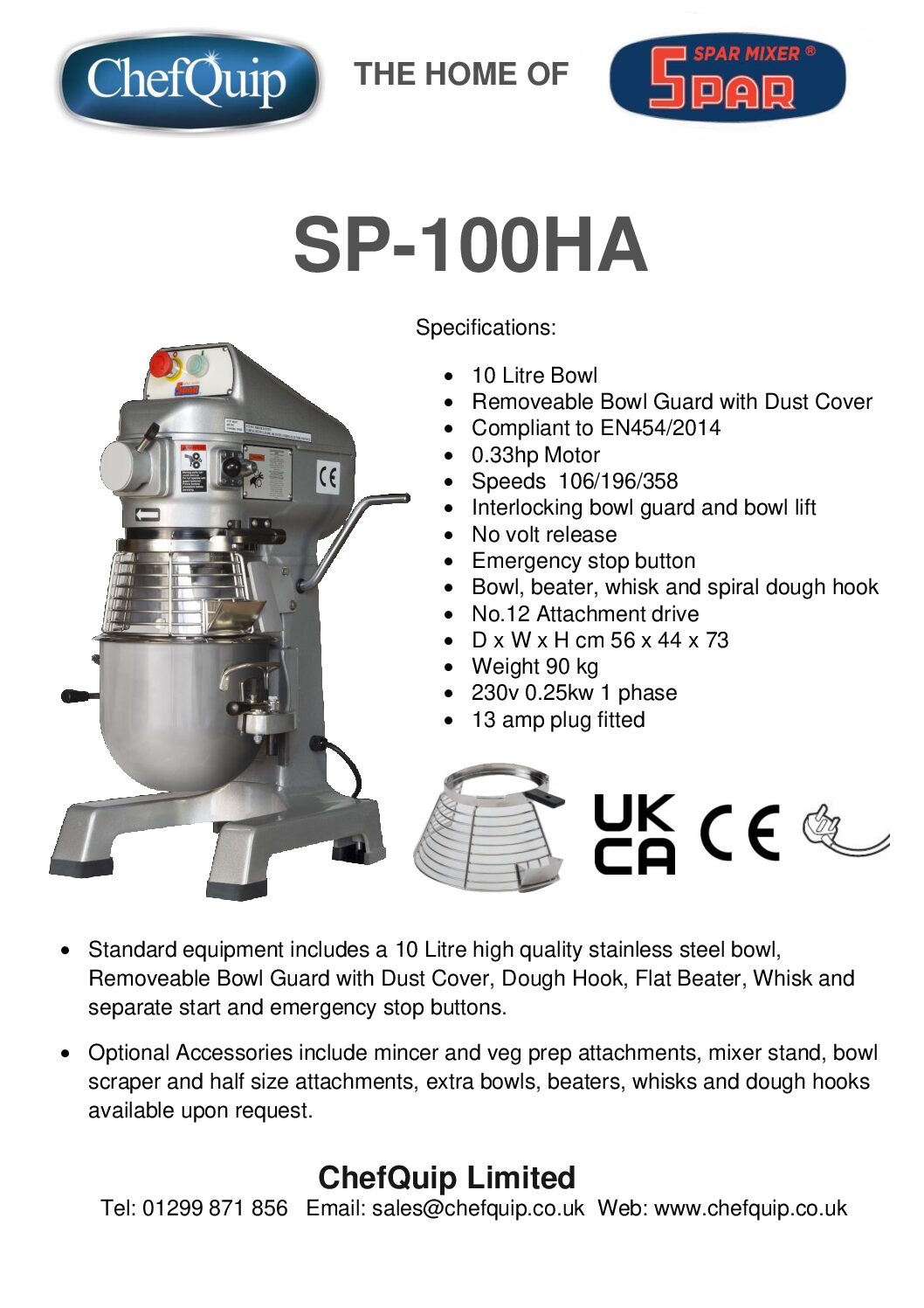 CHEFQUIP/SPAR 10L Planetary Mixer, Single Phase – SP-100HA CHEFQUIP/SPAR 10L Planetary Mixer, Single Phase - SP-100HA - Image 3