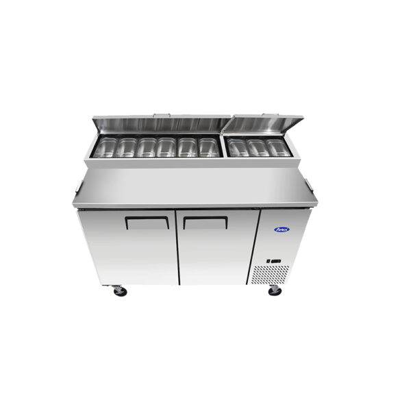 Atosa MPF8202GR 2 Door Refrigerated Prep Table with GN Pans Atosa MPF8202GR 2 Door Refrigerated Prep Table with GN Pans