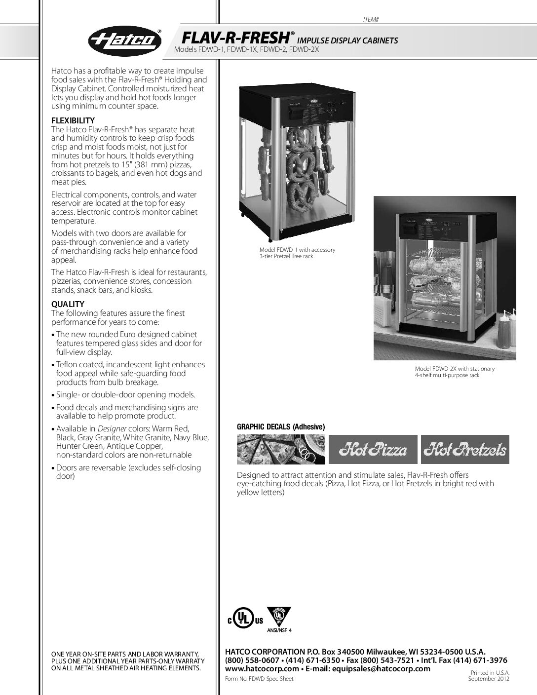 Hatco Flav-R-Fresh FDWDE-1X Impulse Display Warmer – Single Door, 4-Tier Hatco Flav-R-Fresh FDWDE-1X Impulse Display Warmer – Single Door, 4-Tier - Image 3