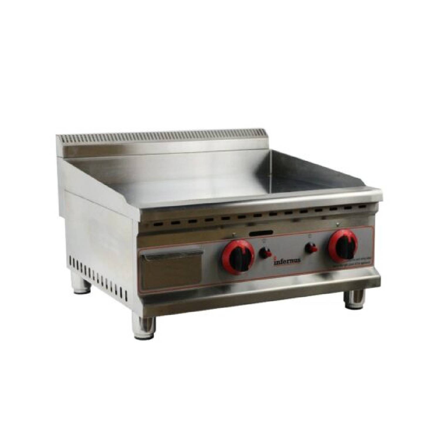 INFERNUS Counter Top 600mm 2 Burner LPG-Ready Gas Griddle, 12mm plate INFERNUS Counter Top 600mm 2 Burner LPG-Ready Gas Griddle, 12mm plate