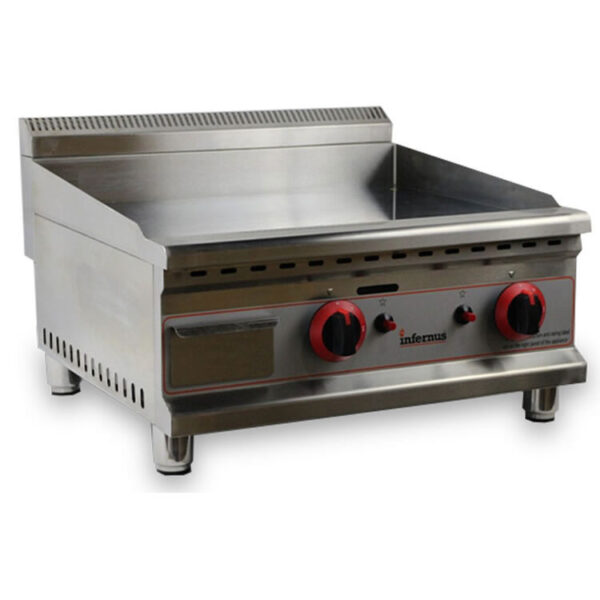 INFERNUS Counter Top 600mm 2 Burner LPG-Ready Gas Griddle, 12mm plate