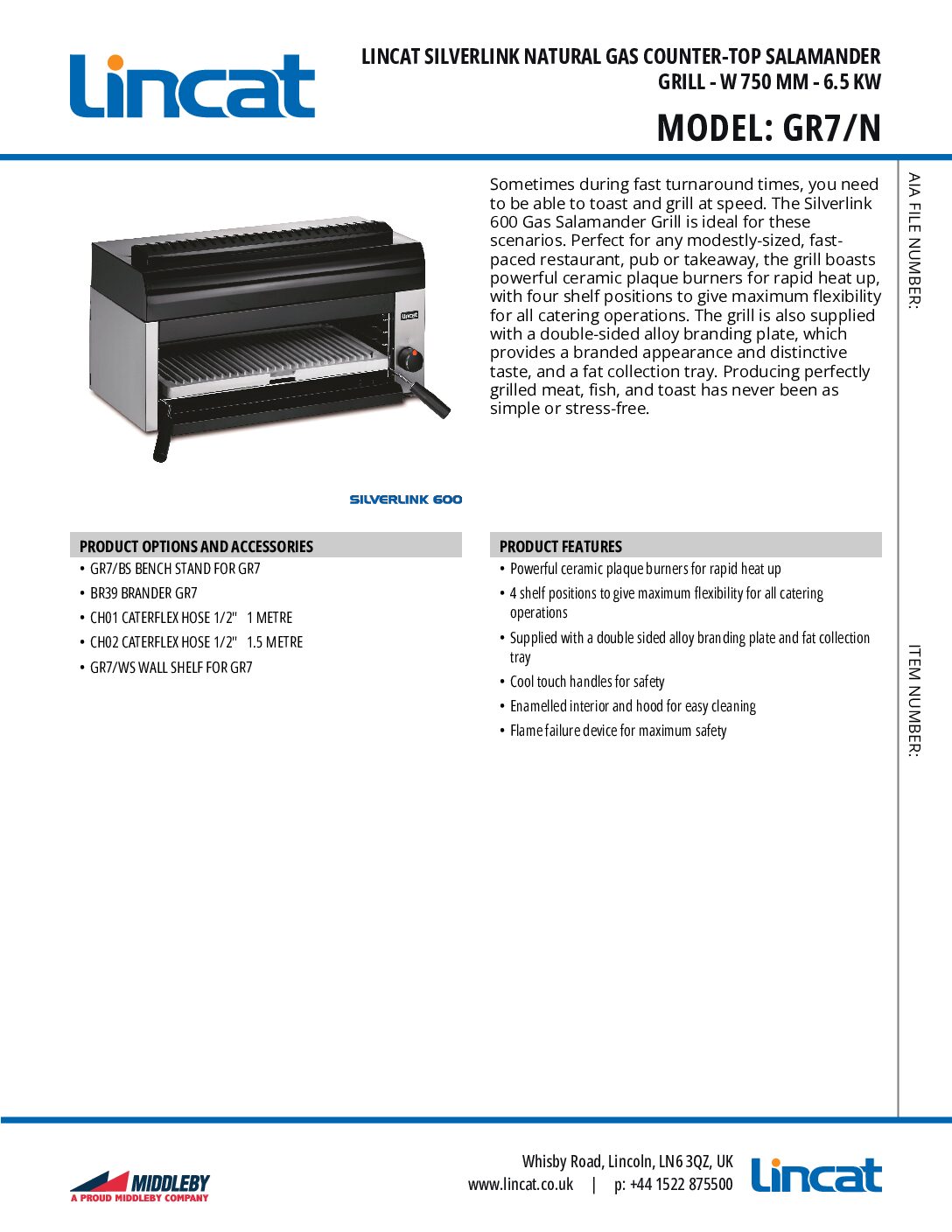 LINCAT GR7 Silverlink Gas Salamander Grill LINCAT GR7 Silverlink Gas Salamander Grill - Image 2