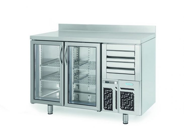 Infrico FMPP1500CR 2 Glass Dr Tall Back Bar Counter With Upstand 325L