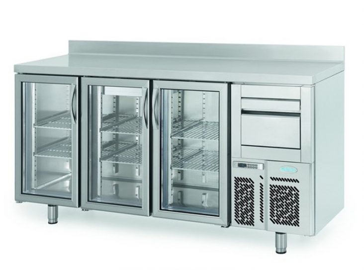 Infrico FMPP2000CR 3 Glass Dr Tall Back Bar Counter With Upstand 510L