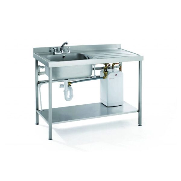 Parry QFSINK126010L Single Bowl Sink with Left Hand Drainer & 10 Litre Boiler 1200mm wide Parry QFSINK126010L Single Bowl Sink with Left Hand Drainer & 10 Litre Boiler 1200mm wide