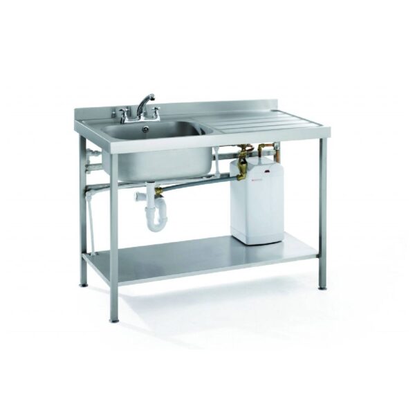 Parry QFSINK1260R10L – Single Bowl Sink with Right Hand Drainer & 10 Litre Boiler 1200mm wide Parry QFSINK1260R10L – Single Bowl Sink with Right Hand Drainer & 10 Litre Boiler 1200mm wide