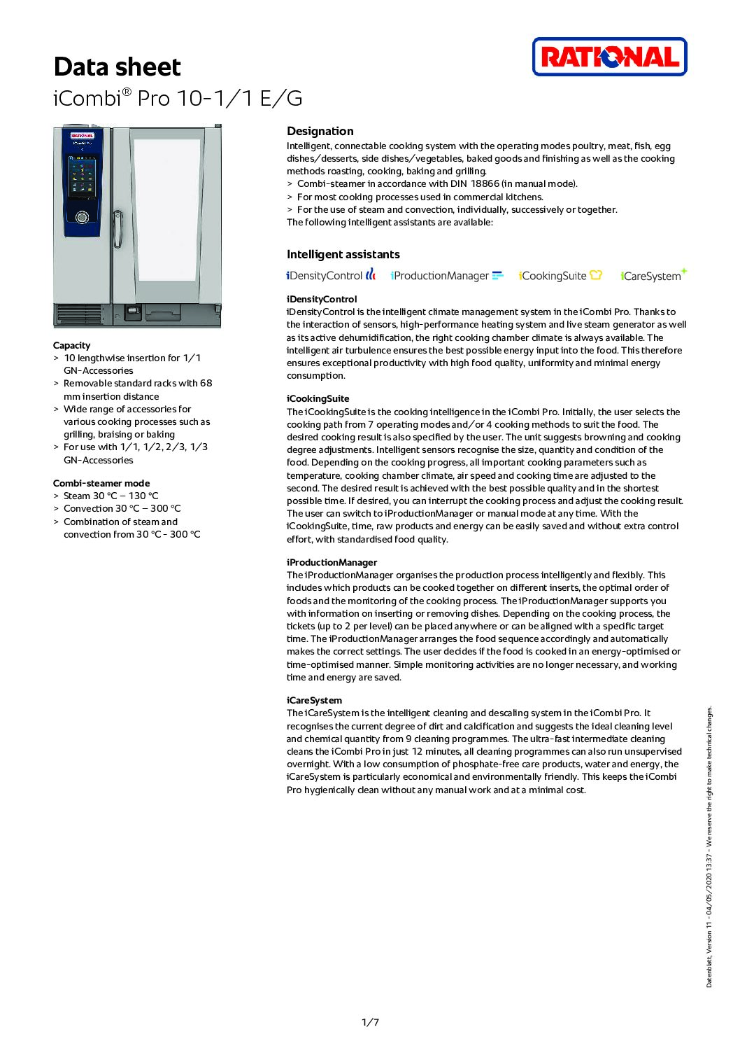 Rational iCombi Pro 10-1/1 Gas Combination Oven 10 Grid, 1/1 GN Rational iCombi Pro 10-1/1 Gas Combination Oven 10 Grid, 1/1 GN - Image 2