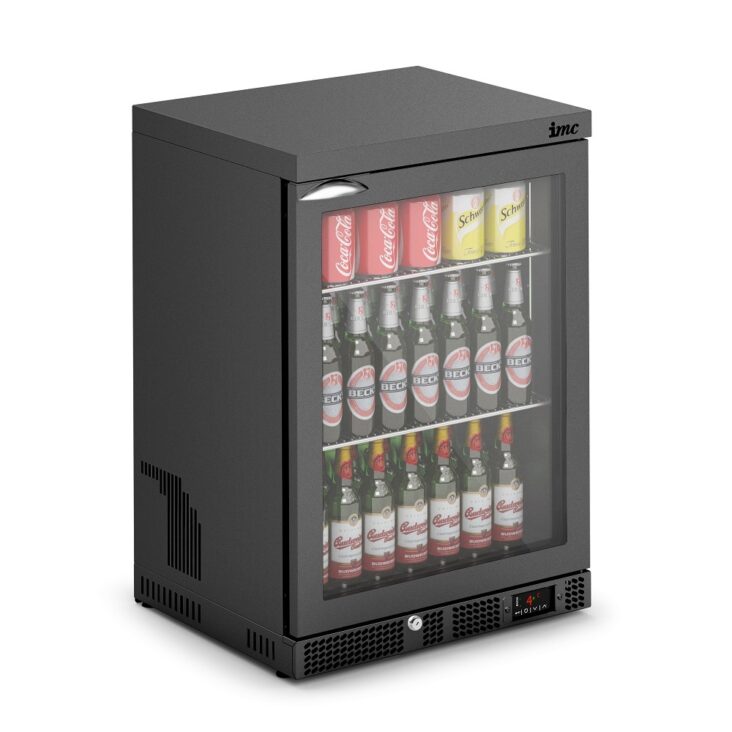 IMC Mistral M60 Reduced Height Single Glass Door Bottle Cooler, Black Frame (F77151B) 850mm (h)