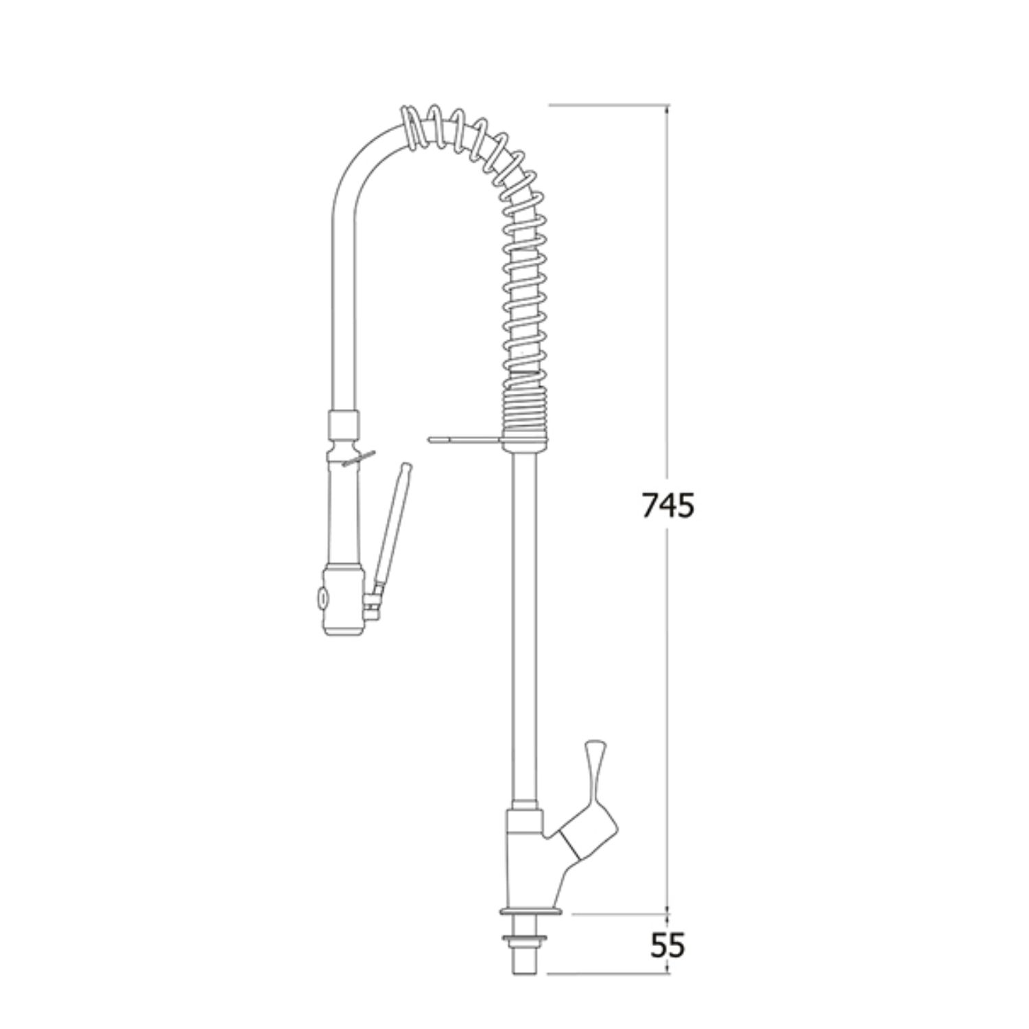 Aquatechnix Deck Mounted Pre-Rinse Spray Tap TX-PR-10L-SH-BFO (Short) Aquatechnix Deck Mounted Pre-Rinse Spray Tap TX-PR-10L-SH-BFO (Short) - Image 2