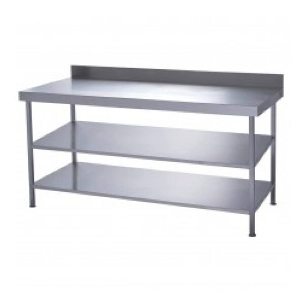 Parry TAB15600/2W Stainless Steel Wall Table With Two Undershelves – 1500mm(w)