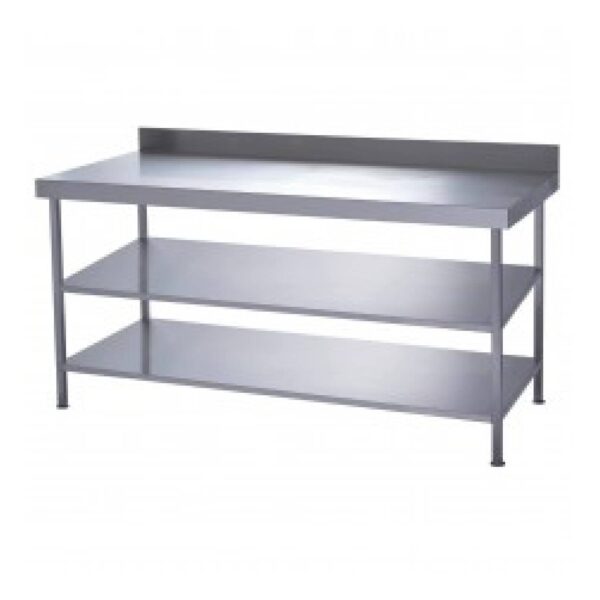 Parry TAB18600/2W Stainless Steel Wall Table With Two Undershelves – 1800mm(w)