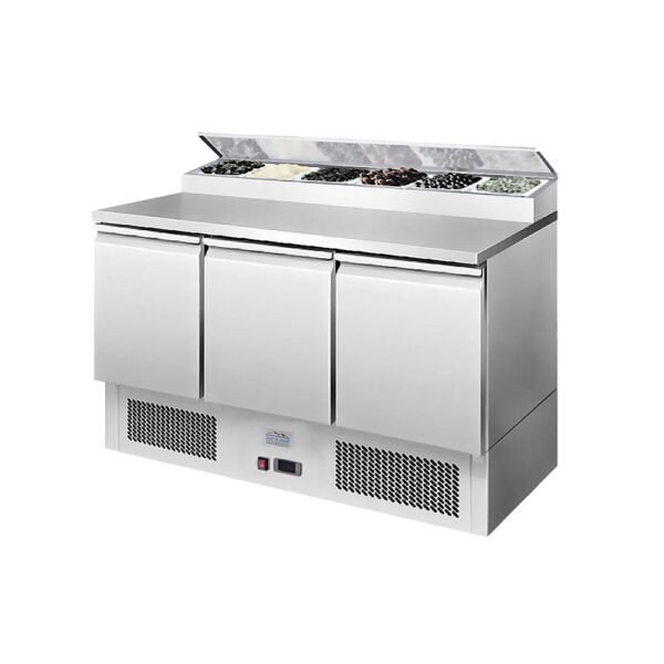 Ice-A-Cool ICE3853GR 3 Door Refrigerated Saladette Prep Counter 380L Ice-A-Cool ICE3853GR 3 Door Refrigerated Saladette Prep Counter 380L