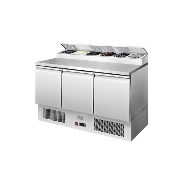 Ice-A-Cool ICE3853GR 3 Door Refrigerated Saladette Prep Counter 380L Ice-A-Cool ICE3853GR 3 Door Refrigerated Saladette Prep Counter 380L