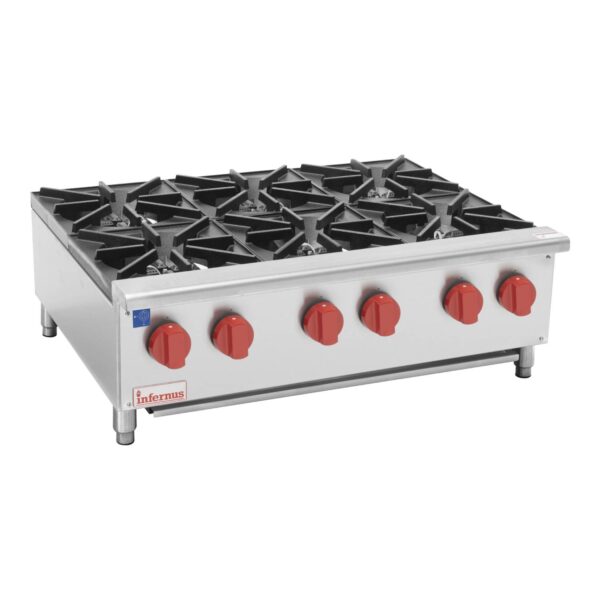 Infernus INF-GB6 Counter-top 6 x 7kW Gas Burner Hob