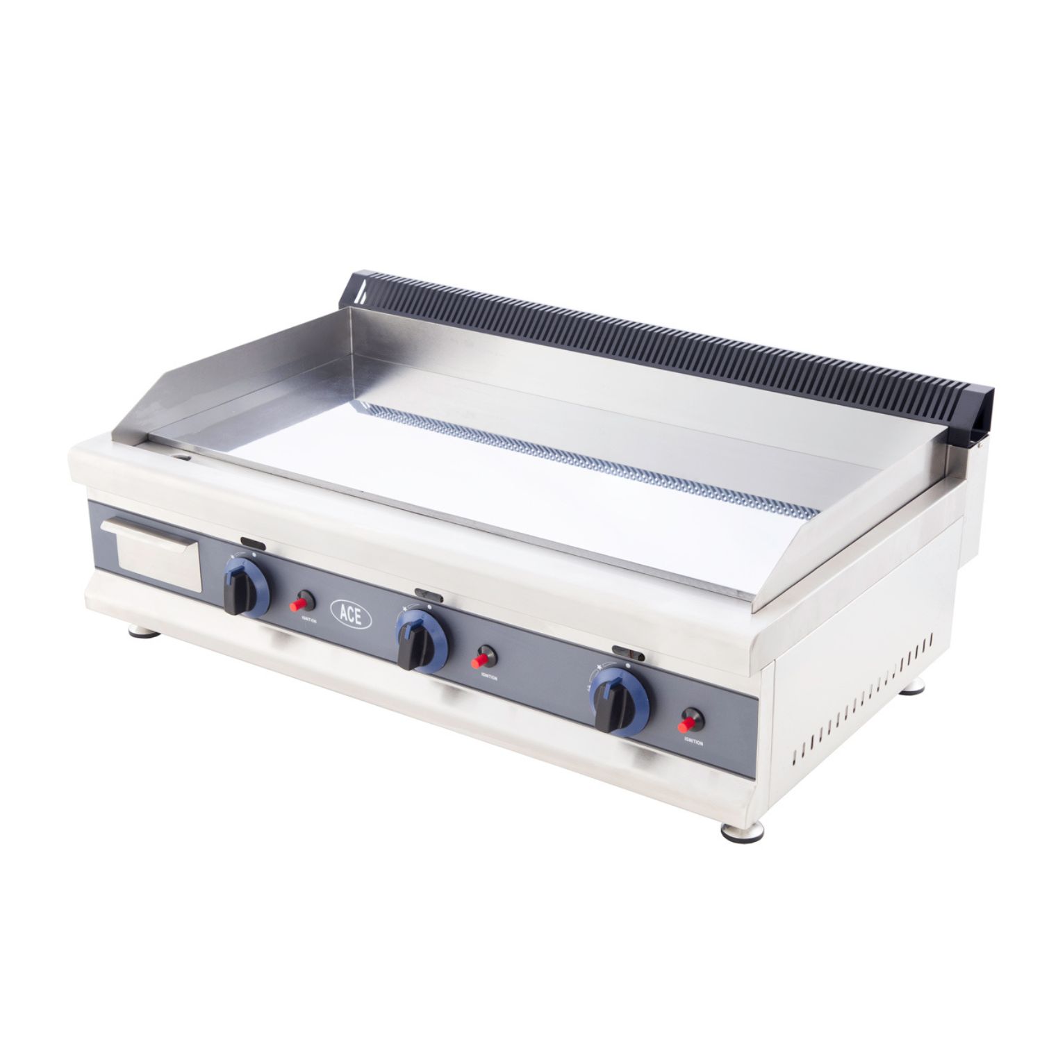 ACE 90cm Gas Griddle – Mild Steel or Chrome Plate – 3 Burner