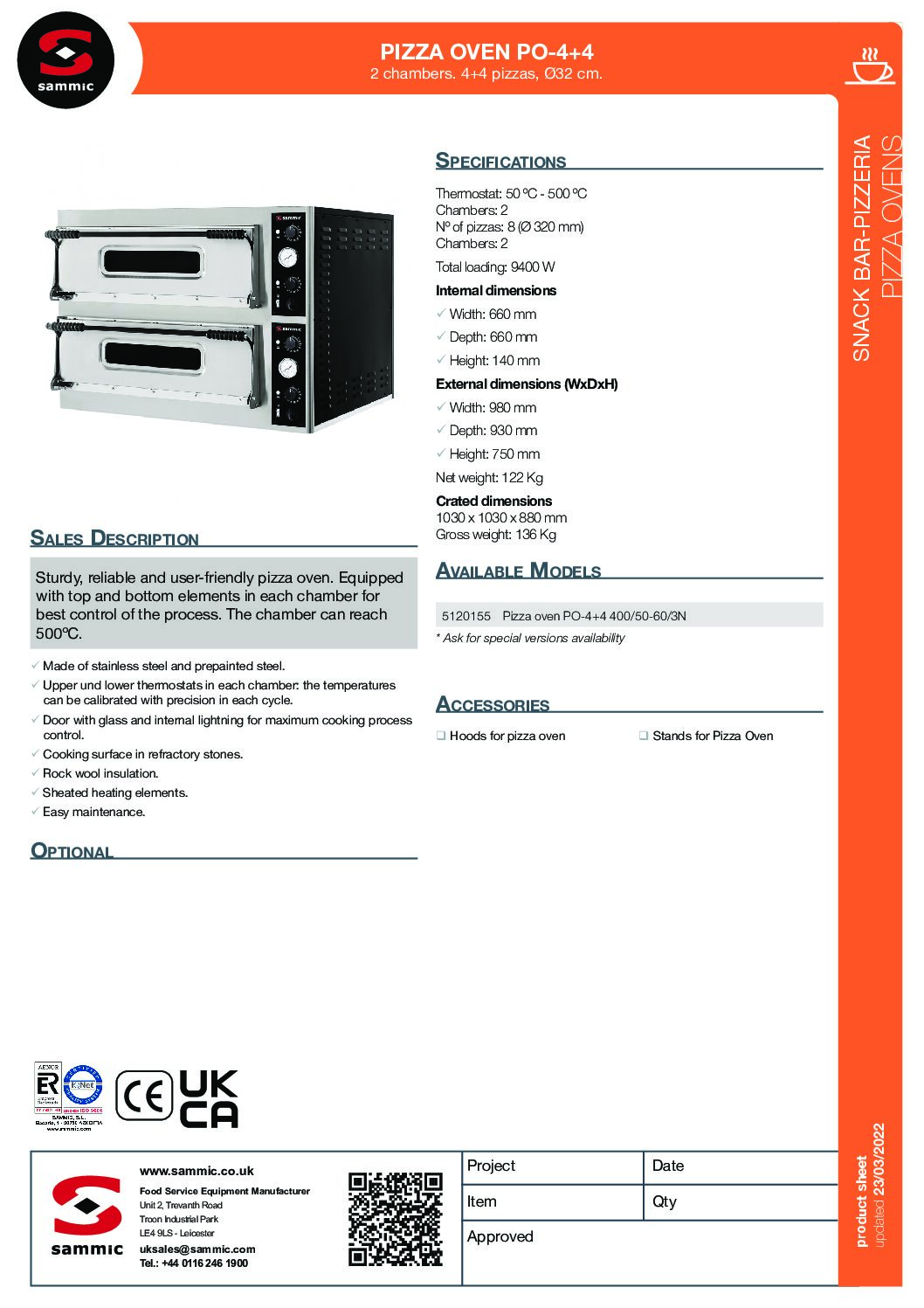 Sammic PO-4+4 Electric Pizza Oven Sammic PO-4+4 Electric Pizza Oven - Image 3