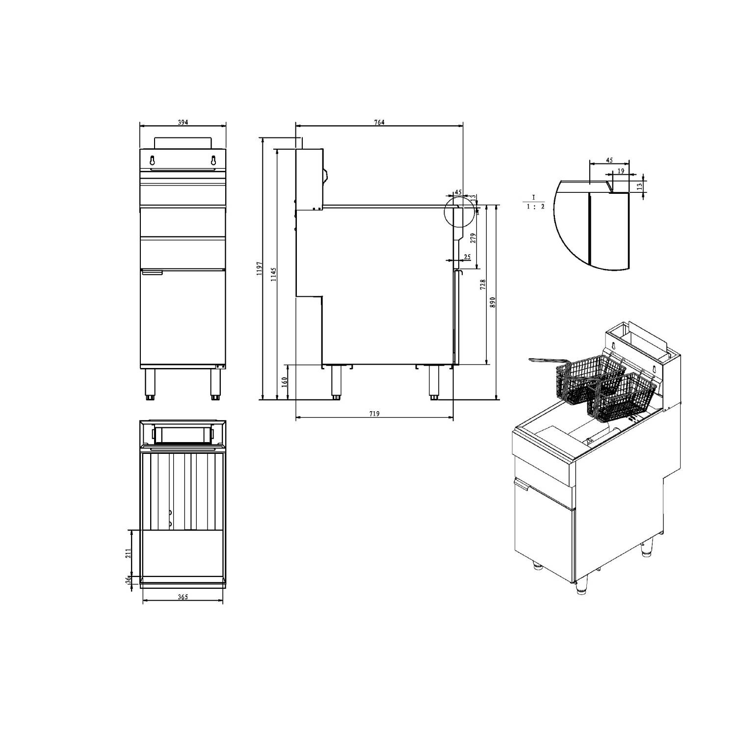 Infernus Gas Single Tank 4 Burner Fryer, 23 litre capacity Infernus Gas Single Tank 4 Burner Fryer, 23 litre capacity