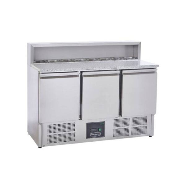 Sterling Pro SPU903PZ 3-Door Granite-Top Pizza Prep Counter 8× GN 1/6, 402L
