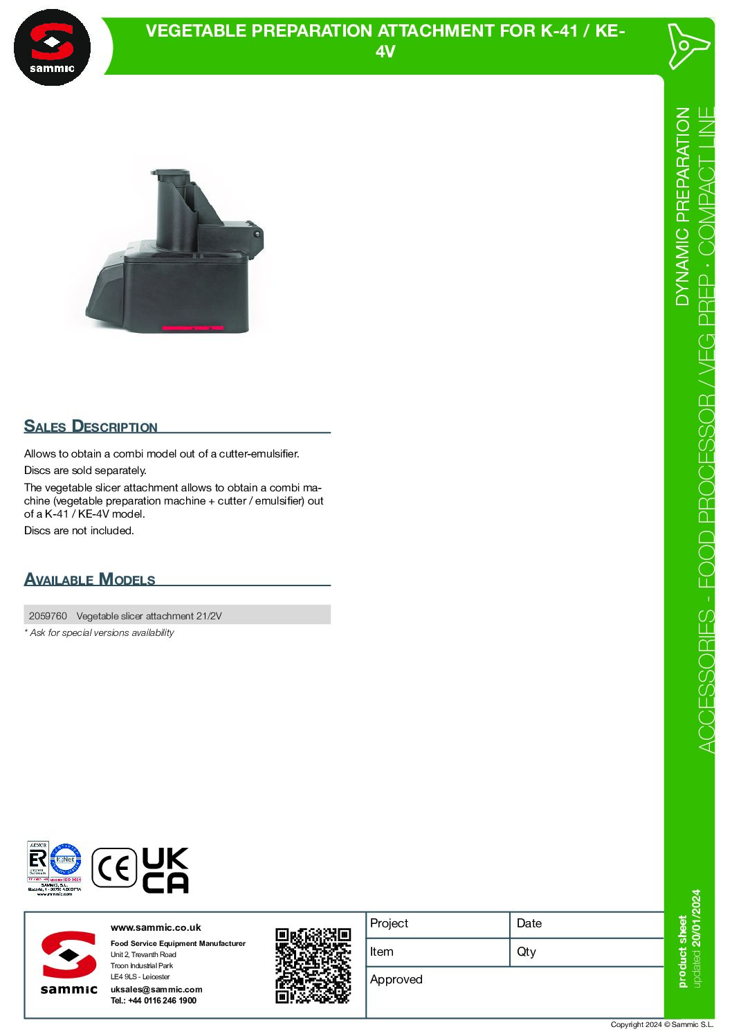 Sammic Vegetable Preparation Attachment for K-41/KE-4V Sammic Vegetable Preparation Attachment for K-41/KE-4V - Image 3