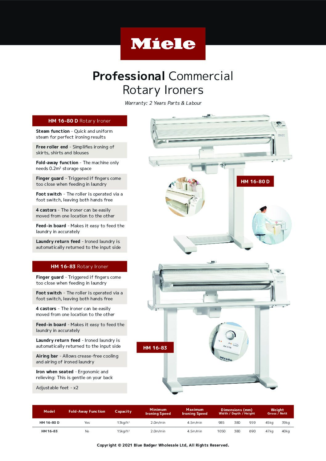 Miele HM 16-80 D Rotary Ironer – Commercial 830mm Roller Miele HM 16-80 D Rotary Ironer – Commercial 830mm Roller - Image 3