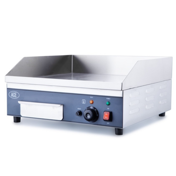 ACE 50cm Electric Griddle – Chrome or Mild Steel Top, 13A Plug