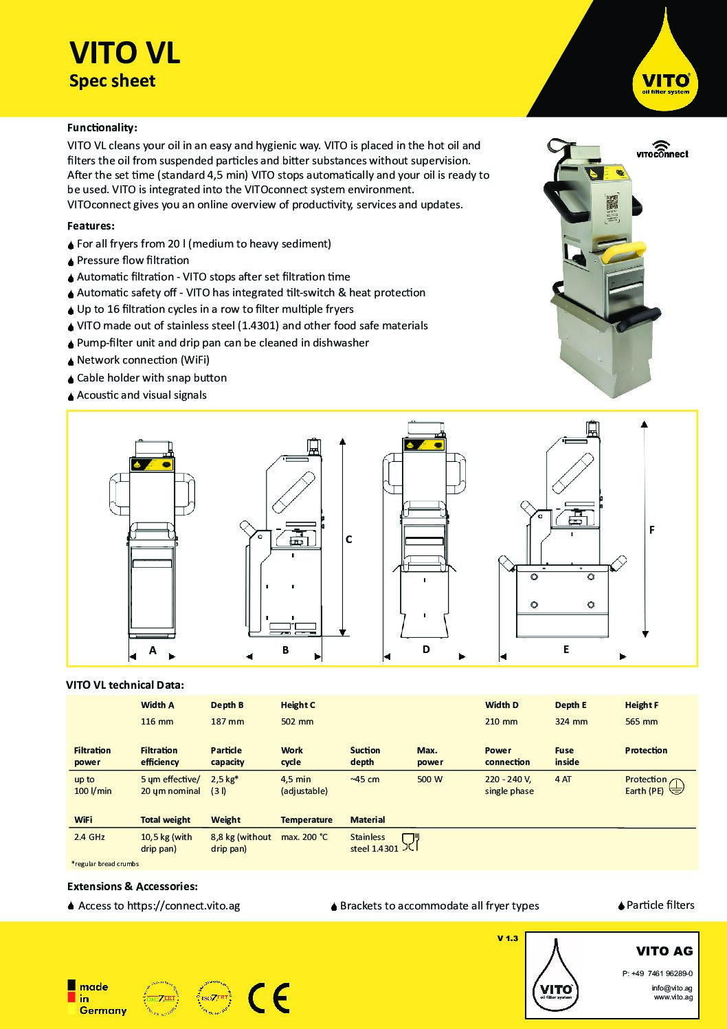 Vito VL Electric Oil Filter Machine Vito VL Electric Oil Filter Machine - Image 3