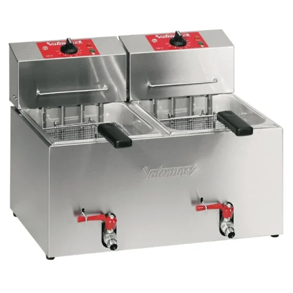 Valentine TF77 (T) Twin Tank, 2 Basket Table Top Turbo Electric Fryer, 2 x 7L
