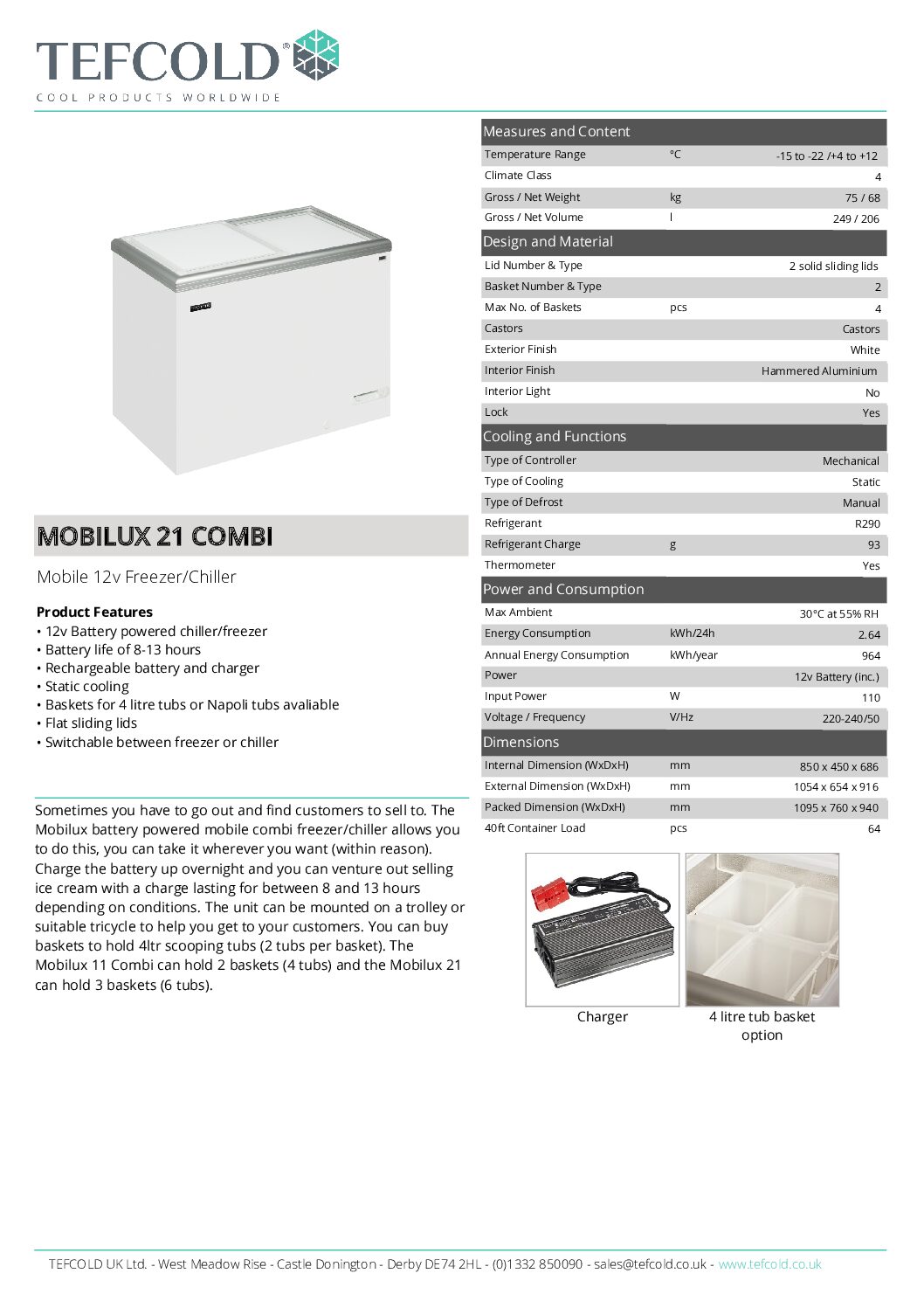 Elcold Mobilux 21 Mobile 12V Combi Freezer/Chiller Elcold Mobilux 21 Mobile 12V Combi Freezer/Chiller - Image 4