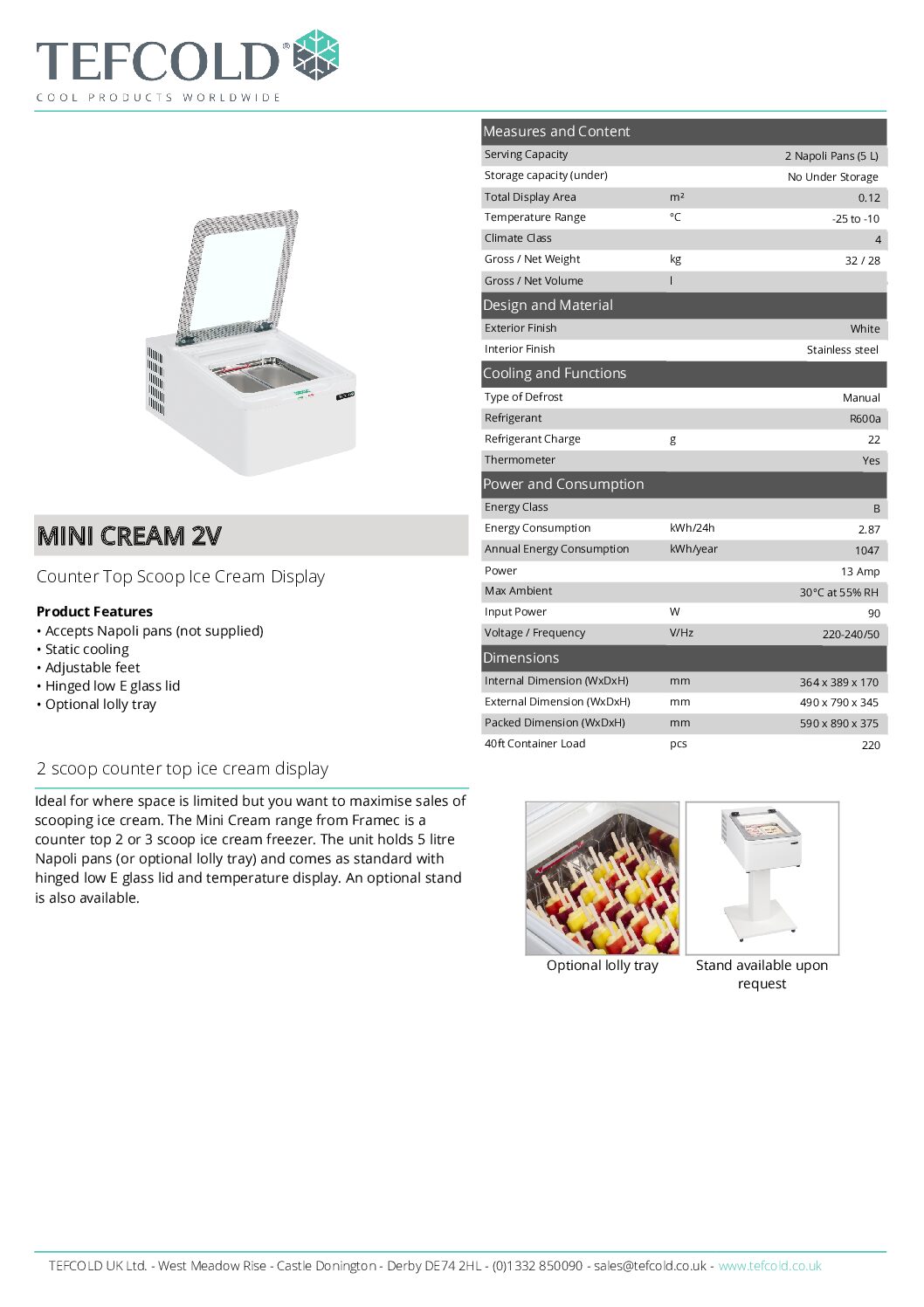Framec Mini Cream 2V Counter Top Scoop Ice Cream Display Framec Mini Cream 2V Counter Top Scoop Ice Cream Display - Image 3